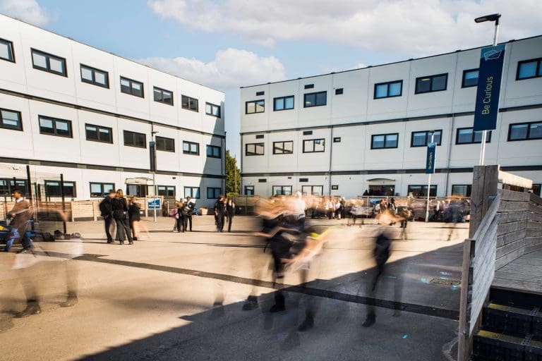 Three-storey temporary school at oasis academy
